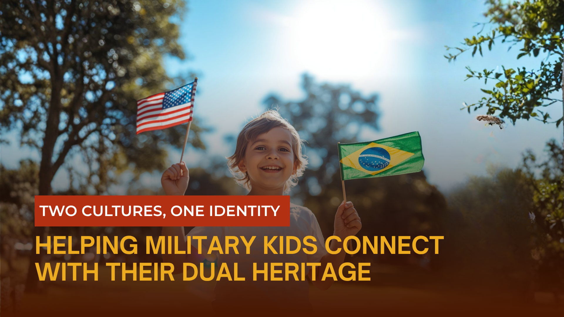 Military Child celebrating his dual heritage